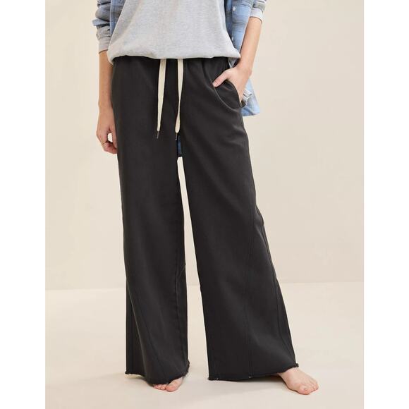 AERIE Soft Landing Wide-Leg Trouser Sweats in Smoked Gray Size S - Picture 3 of 8